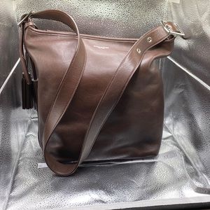 Coach brown leather shoulder crossbody zipper bag